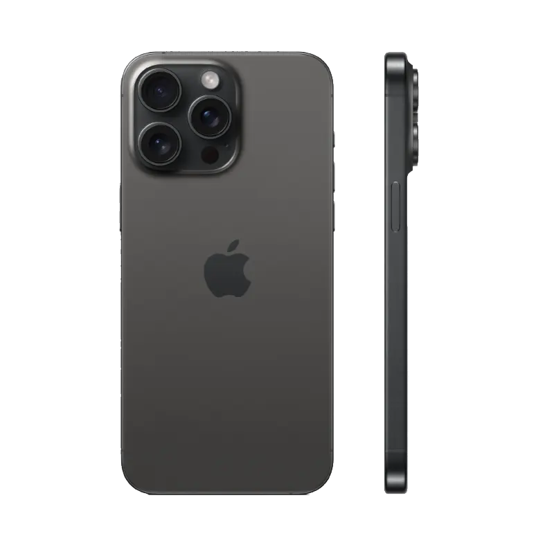Front and rear view of iPhone 15 Pro 128GB in black